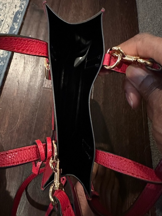 Marc Jacobs Mini Grind Tote Red Pebbled Leather Crossbody Bag Small Open Top - Picture 11 of 11